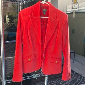 Deep salmon velvet blazer
